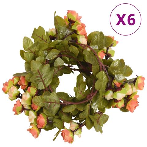 Ghirlande Fiori Artificiali Natale 6 Pz Rosso Tramonto 215 Cm - Foto 1