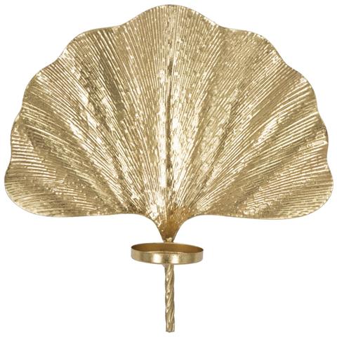 Portacandela Foglia 1 - Oro - Metallo - 41x11,5x40 Cm - Foto 1