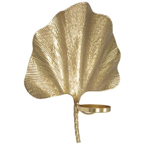 Portacandela Foglia 1 - Oro - Metallo - 41x11,5x40 Cm - Foto 2