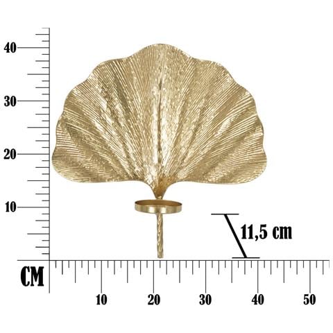 Portacandela Foglia 1 - Oro - Metallo - 41x11,5x40 Cm - Foto 8