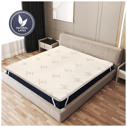 Topper Singolo 80x200 Cm In Lattice Naturale, Sfoderabile 5 Cm | Tessuto In Bamboo Traspirante E Anallergico | Elastici Di Fissaggio Agli Angoli | Correttore Per Materasso - Foto 2