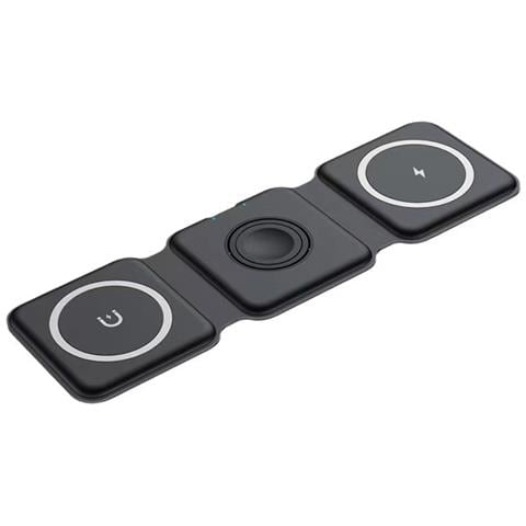 Caricatore Wireless Magnetico 3 In 1 Per Telefono, Auricolari E Orologio Black - Foto 1