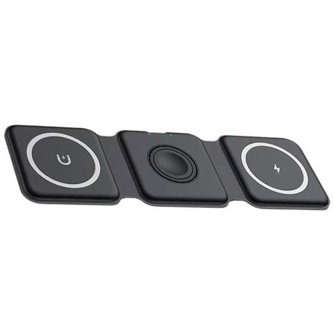 Caricatore Wireless Magnetico 3 In 1 Per Telefono, Auricolari E Orologio Black - Foto 2