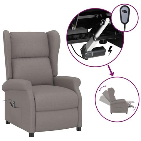 Poltrona Ad Ala Reclinabile Elettrica Tortora In Tessuto - Foto 1