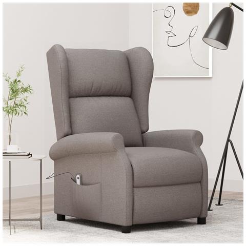 Poltrona Ad Ala Reclinabile Elettrica Tortora In Tessuto - Foto 8