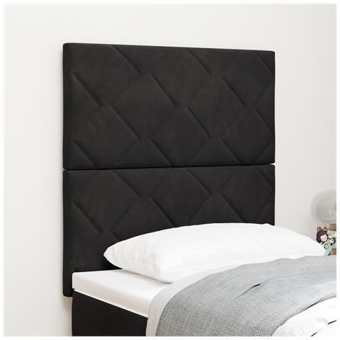 Testiera  con Design a Blocchi di Diamante in Nero, 80 cm in Velluto, Testiera  con Design a Blocchi di Diamante in Nero, 160 cm in Velluto - Foto 2