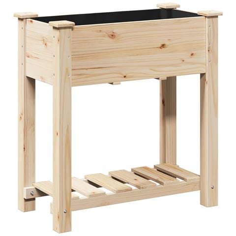 Fioriera da giardino con ripiano 71x37x76 cm in legno massello di abete - Foto 1