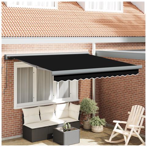 Tenda Retrattile Manuale Nera 300x250 cm, Tessuto di Sostituzione per Tenda  per Telaio 3x2.5 m Nera - Foto 2