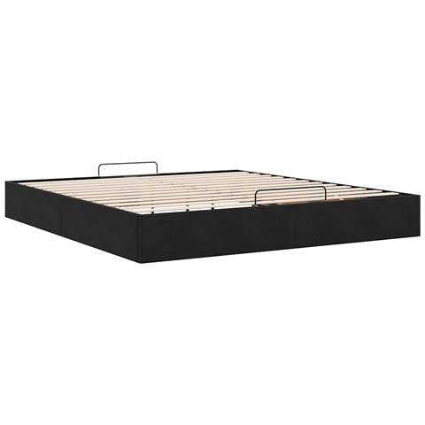 Struttura Letto Pouf senza Materasso Nero 200x200 cm in Velluto - Foto 9