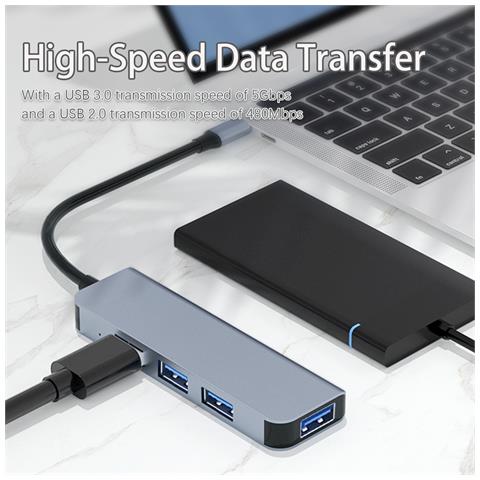 Doppio Hub Usb-c E Usb-a Con 1 Porta Usb 3.0 E 3 Porte Usb 2.0 - Foto 5
