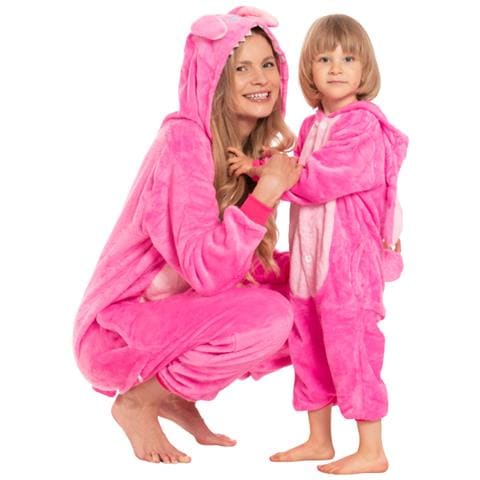 Pigiama Da Donna Tuta Intera Kigurumi Costume Stich Rosa 145-155 Cm S - Foto 8