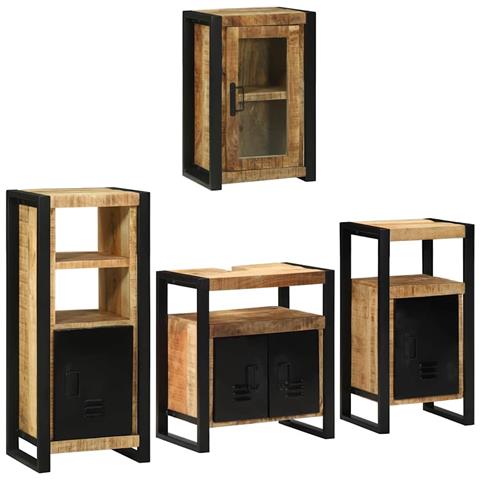 Set di mobili per il bagno 4 pcs Legno di mango massello - Foto 2