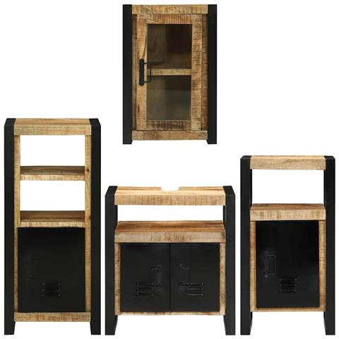 Set di mobili per il bagno 4 pcs Legno di mango massello - Foto 9