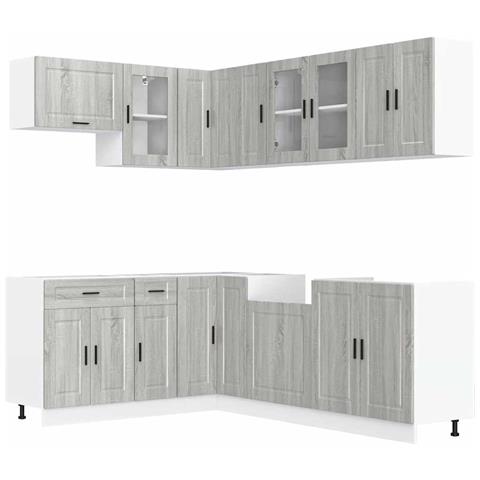 Set Mobili da Cucina 11 pz Porto Grigio Sonoma in Truciolato - Foto 1