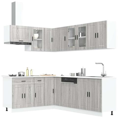 Set Mobili da Cucina 11 pz Porto Grigio Sonoma in Truciolato - Foto 2