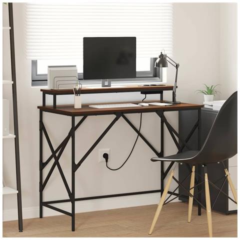 Scrivania Rovere marrone 100 x 50 x 86.5 cm Legno multistrato - Foto 2