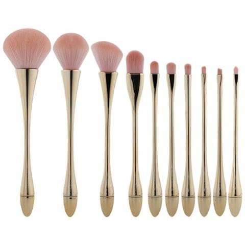Set Di Pennelli Trucco Oro Champagne - 10 Pezzi Professionali Con Porta Pennelli - Foto 2