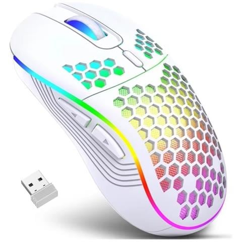 Mouse Wireless 2.4g Ricaricabile Con Illuminazione - Dpi Regolabile, Design Ergonomico White - Foto 1