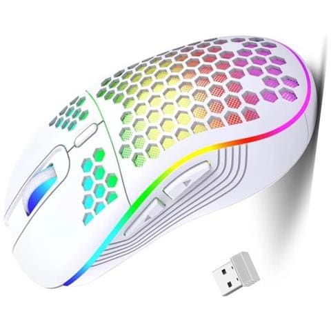 Mouse Wireless 2.4g Ricaricabile Con Illuminazione - Dpi Regolabile, Design Ergonomico White - Foto 3