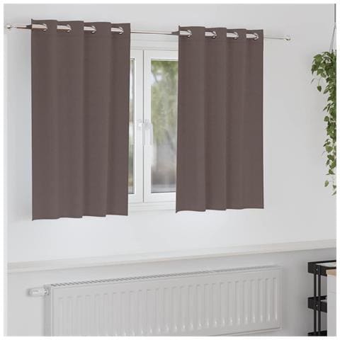 Tende con tende 2 pcs Marrone scuro Poliestere - Foto 2