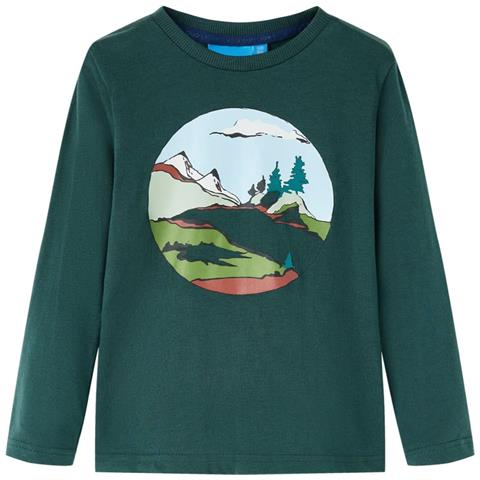 Maglietta da Bambino Maniche Lunghe Verde Scuro 128 - Foto 1