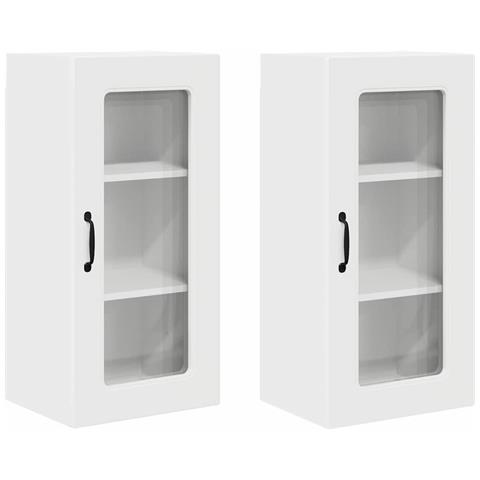 Pensile cucina 2 pcs Bianco 40 x 31 x 80 cm Legno multistrato - Foto 1