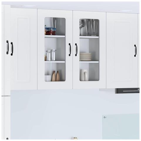 Pensile cucina 2 pcs Bianco 40 x 31 x 80 cm Legno multistrato - Foto 2