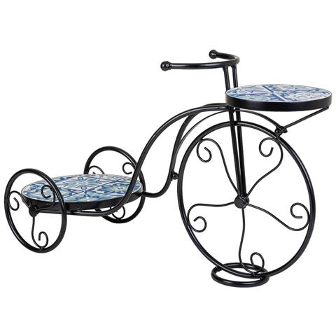 Supporto Bici In Mosaico Blu E Ferro Battuto 67x26,5x43h - Foto 1