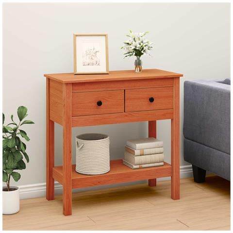 Tavolo consolle con cassetto Marrone cerato 75 x 35 x 75 cm - Foto 2