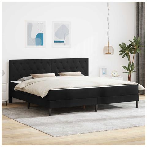 Struttura letto con materasso Nero 180 x 200 cm Velluto - Foto 2