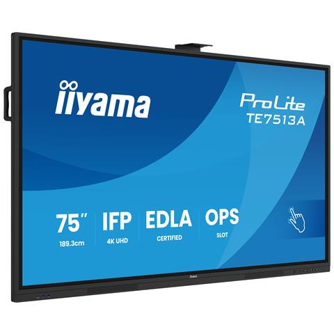 TE7513A-B2AG visualizzatore di messaggi Pannello piatto interattivo 190,5 cm (75") Wi-Fi 500 cd /m² 4K Ultra HD Nero Touch screen Processore integrato Android 24/7 - Foto 1