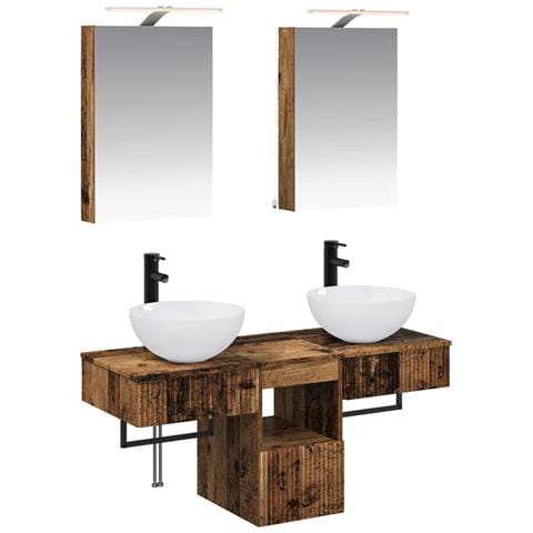 Set di Armadi da Bagno 5 pcs Legno antico 40 x 10,5 x 60,5 cm - Foto 1