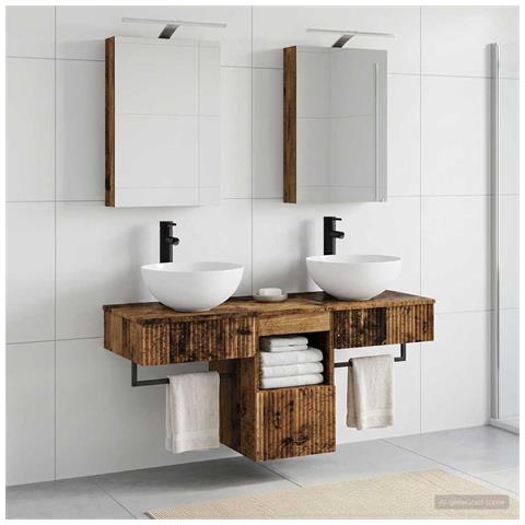 Set di Armadi da Bagno 5 pcs Legno antico 40 x 10,5 x 60,5 cm - Foto 2