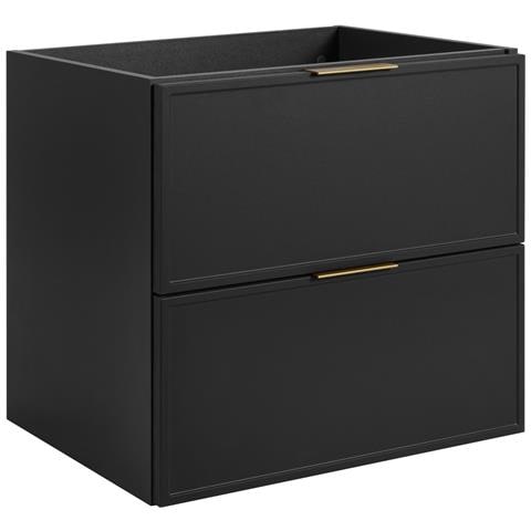 Mobile sottolavabo da 140 cm, Marrone, Ripiano nero, Lavabo sospeso, Chiusura ammortizzata, Piano di lavoro effetto marmo nero - Foto 5