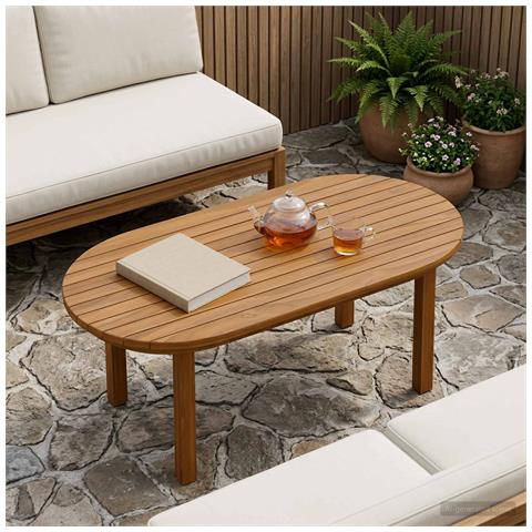 Piano del tavolo 80 x 40 x 3,5 cm Ovale Legno di teak solido - Foto 2