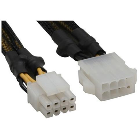 cavo prolunga alimentazione interna da alimentatore 8pin maschio a mainboard 8pin femmina, con calza protezione, 30cm - Foto 3