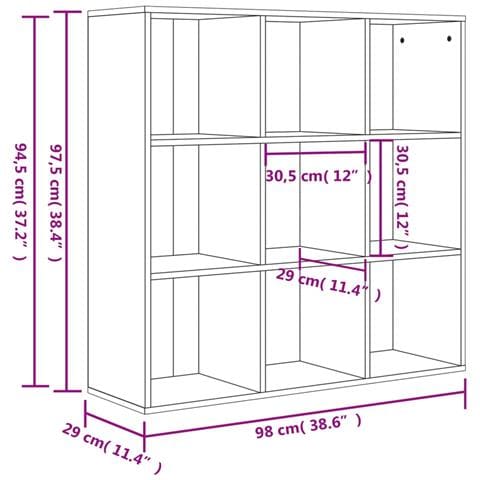 Libreria Grigio Cemento 98x29x97,5 cm in Legno Multistrato - Foto 2
