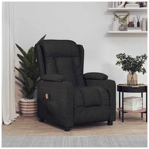 Poltrona Massaggiante Reclinabile Nera In Tessuto - Foto 10