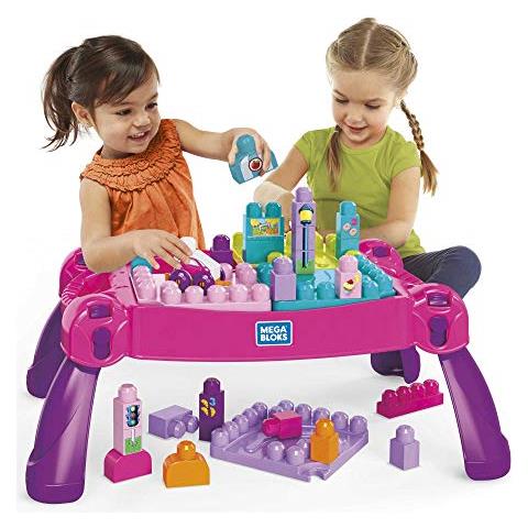 Fisher Price Mattoncini Da Costruzione Per Bambini, Tavolo Per Attività Costruisci E Impara Con 30 Pezzi, Macchinina E Deposito, Rosa, Idee Regalo Portatili Per Bambini (esclusiva Amazon) - Foto 3