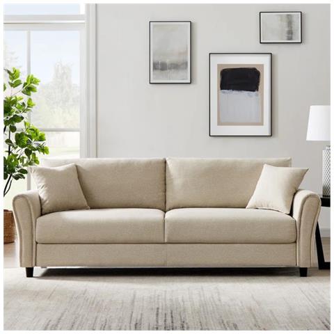 Lucerne Divano Dritto In Tessuto Beige A 4 Posti - Foto 2