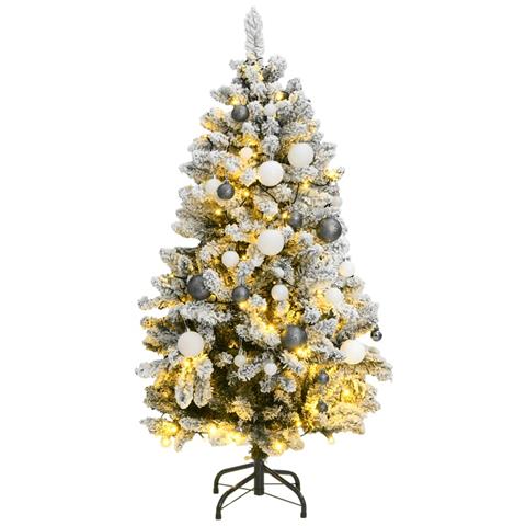 Albero Natale Incernierato Con 150 Led E Palline 120 Cm - Foto 1