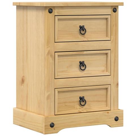 Comodino Corona 45x35x64 Cm In Legno Massello Di Pino - Foto 2