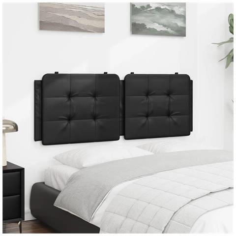 Cuscino Testiera Nero 140 Cm In Similpelle - Foto 3
