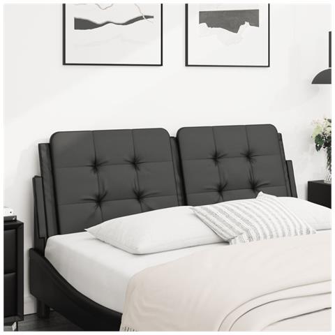 Cuscino Testiera Nero 140 Cm In Similpelle - Foto 1