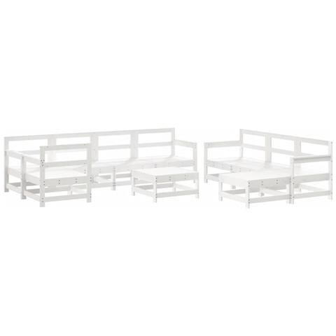 Set Salotto Da Giardino 10 Pz Bianco In Legno Massello Di Pino - Foto 1