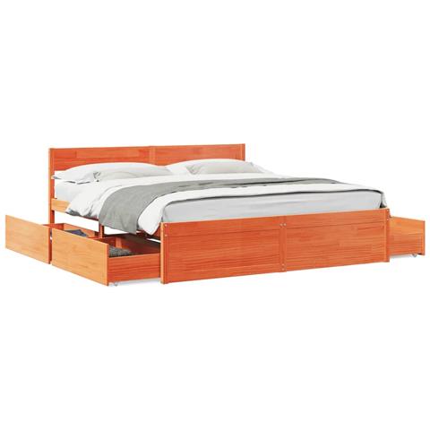 Letto Senza Materasso Marrone Cera 200x200 Cm In Legno Di Pino - Foto 2