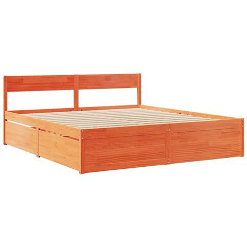 Letto Senza Materasso Marrone Cera 200x200 Cm In Legno Di Pino - Foto 3