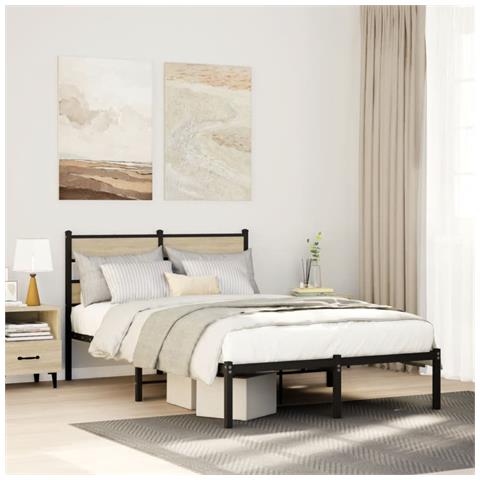 Giroletto Senza Materaso In Metallo Rovere Sonoma 120x190 Cm - Foto 1