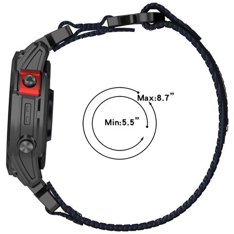 Cinturino In Nylon Per Garmin Fenix 5x / 6x / 7x / 8 51mm Black 22 Mm - Foto 4