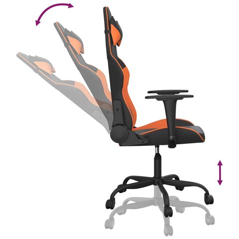 Sedia da Gaming Massaggiante Nero e Arancione in Similpelle - Foto 10